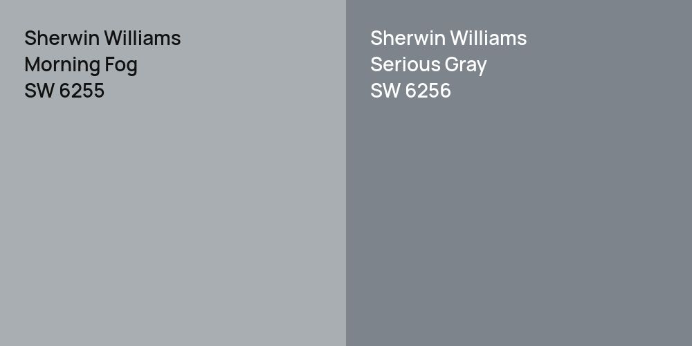 Sherwin Williams Morning Fog vs. Sherwin Williams Serious Gray