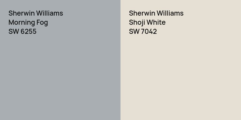 Sherwin Williams Morning Fog vs. Sherwin Williams Shoji White