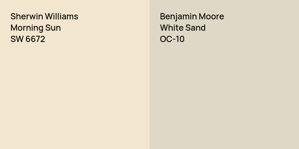 Sherwin Williams Morning Sun vs. Benjamin Moore White Sand