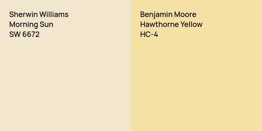 Sherwin Williams Morning Sun vs. Benjamin Moore Hawthorne Yellow