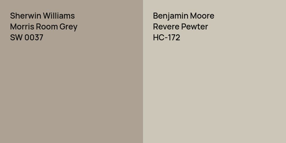 Sherwin Williams Morris Room Grey vs. Benjamin Moore Revere Pewter