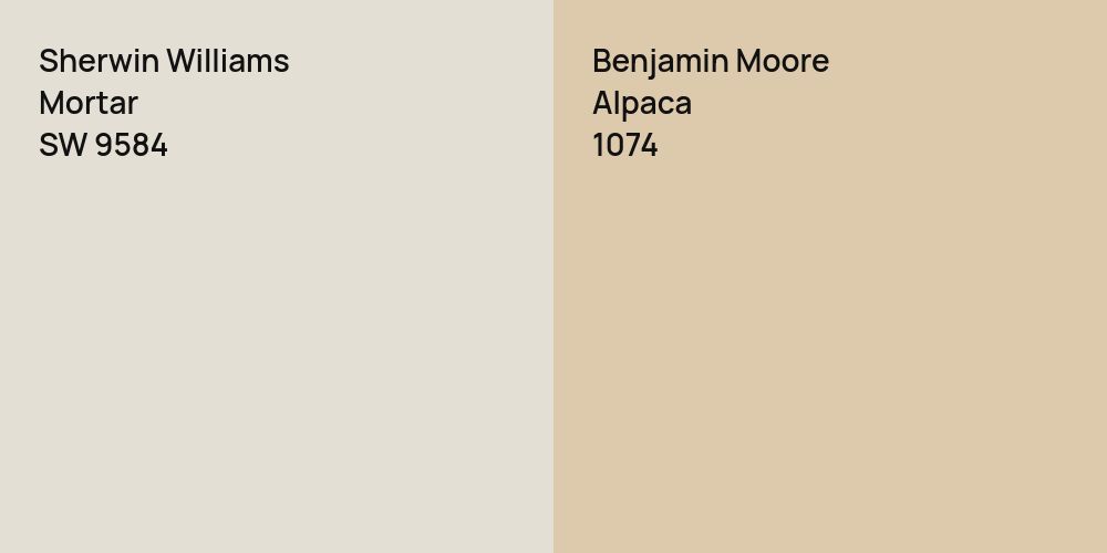 Sherwin Williams Mortar vs. Benjamin Moore Alpaca