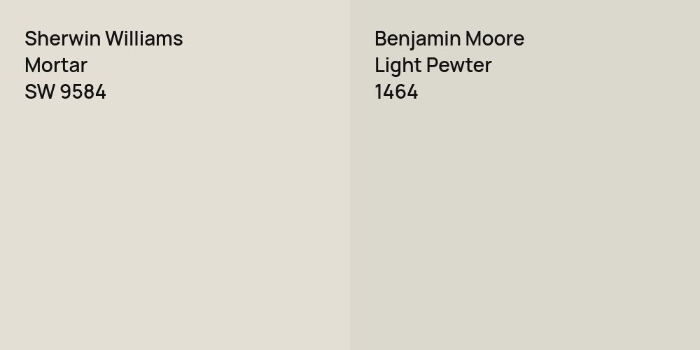 Sherwin Williams Mortar vs. Benjamin Moore Light Pewter