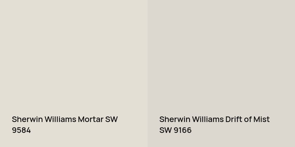 Sherwin Williams Mortar vs. Sherwin Williams Drift of Mist