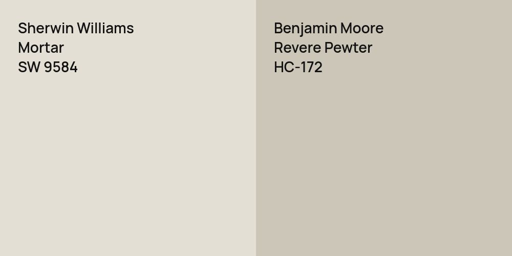 Sherwin Williams Mortar vs. Benjamin Moore Revere Pewter