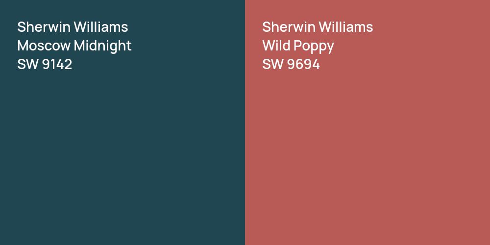 Sherwin Williams Moscow Midnight vs. Sherwin Williams Wild Poppy