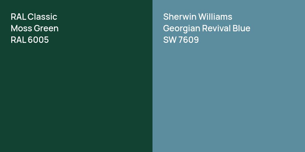 RAL Classic Moss Green vs. Sherwin Williams Georgian Revival Blue