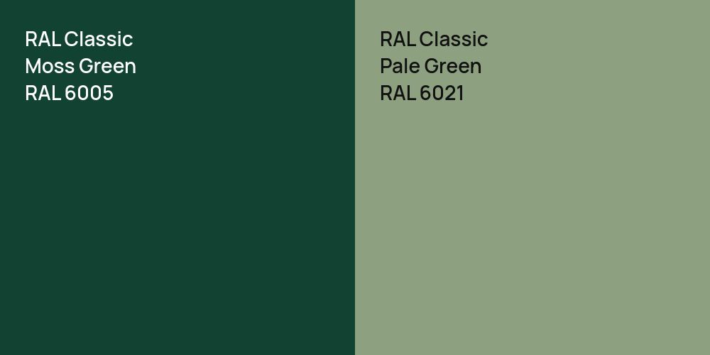 RAL Classic Moss Green vs. RAL Classic Pale Green