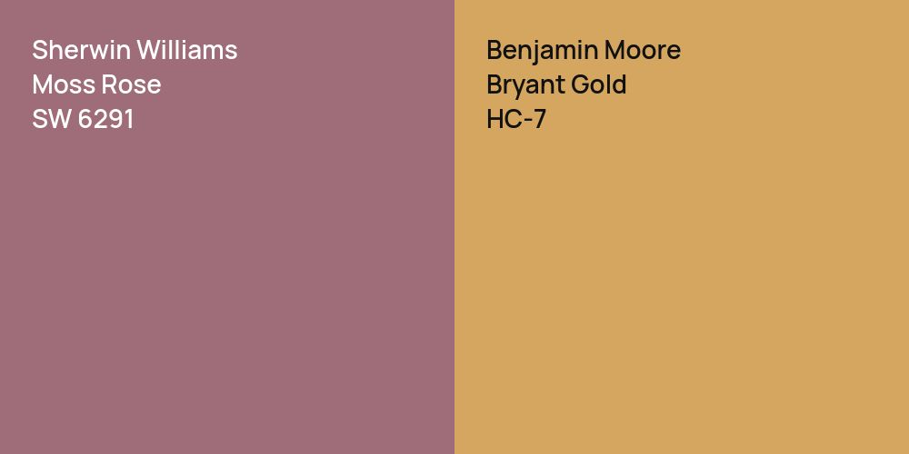 Sherwin Williams Moss Rose vs. Benjamin Moore Bryant Gold