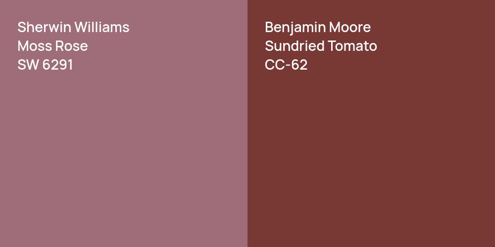 Sherwin Williams Moss Rose vs. Benjamin Moore Sundried Tomato