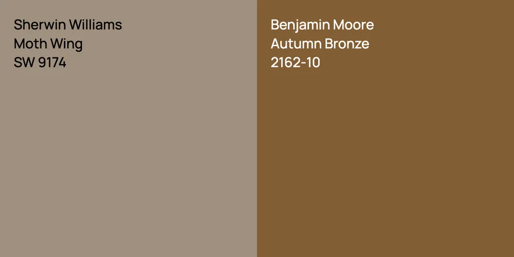 Sherwin Williams Moth Wing vs. Benjamin Moore Autumn Bronze