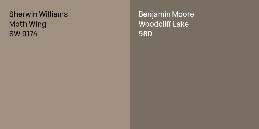 Sherwin Williams Moth Wing vs. Benjamin Moore Woodcliff Lake