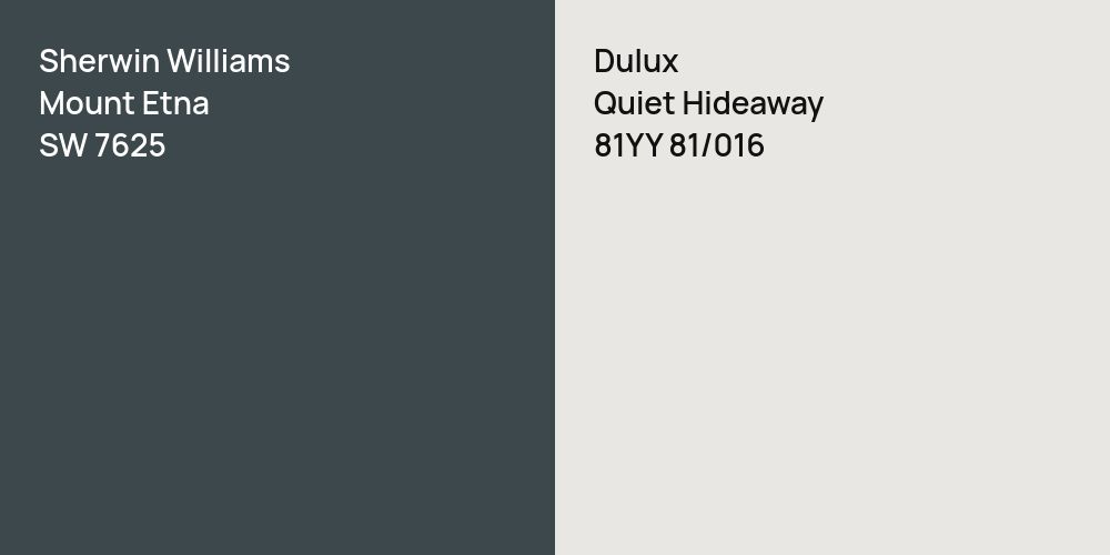 Sherwin Williams Mount Etna vs. Dulux Quiet Hideaway