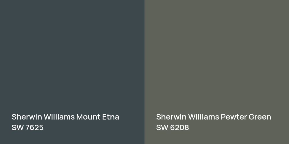 Sherwin Williams Mount Etna vs. Sherwin Williams Pewter Green