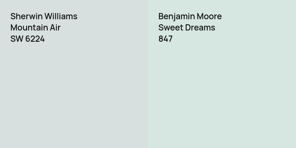 Sherwin Williams Mountain Air vs. Benjamin Moore Sweet Dreams