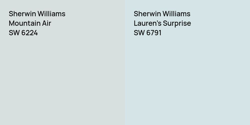 Sherwin Williams Mountain Air vs. Sherwin Williams Lauren's Surprise