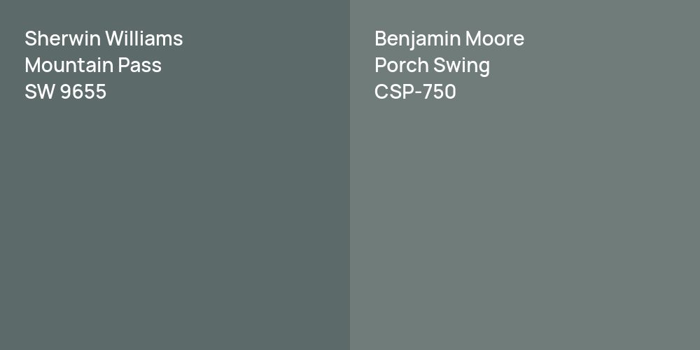 Sherwin Williams Mountain Pass vs. Benjamin Moore Porch Swing