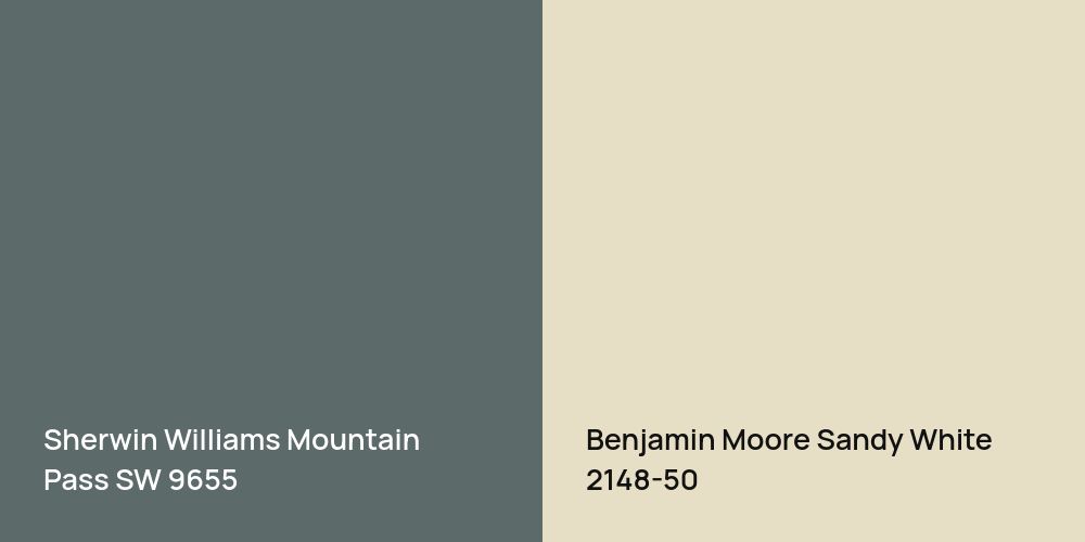 Sherwin Williams Mountain Pass vs. Benjamin Moore Sandy White