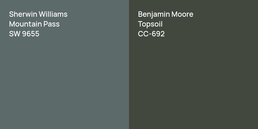 Sherwin Williams Mountain Pass vs. Benjamin Moore Topsoil