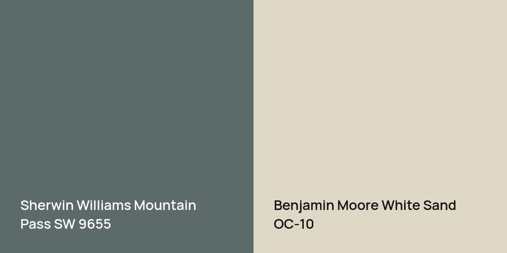 Sherwin Williams Mountain Pass vs. Benjamin Moore White Sand