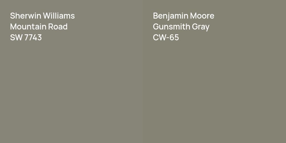 Sherwin Williams Mountain Road vs. Benjamin Moore Gunsmith Gray