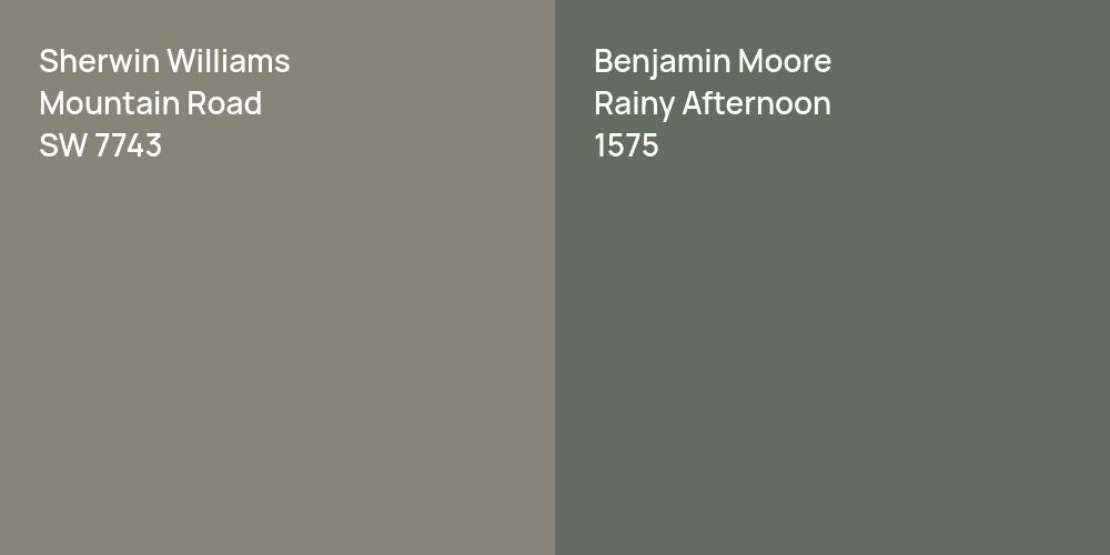 Sherwin Williams Mountain Road vs. Benjamin Moore Rainy Afternoon