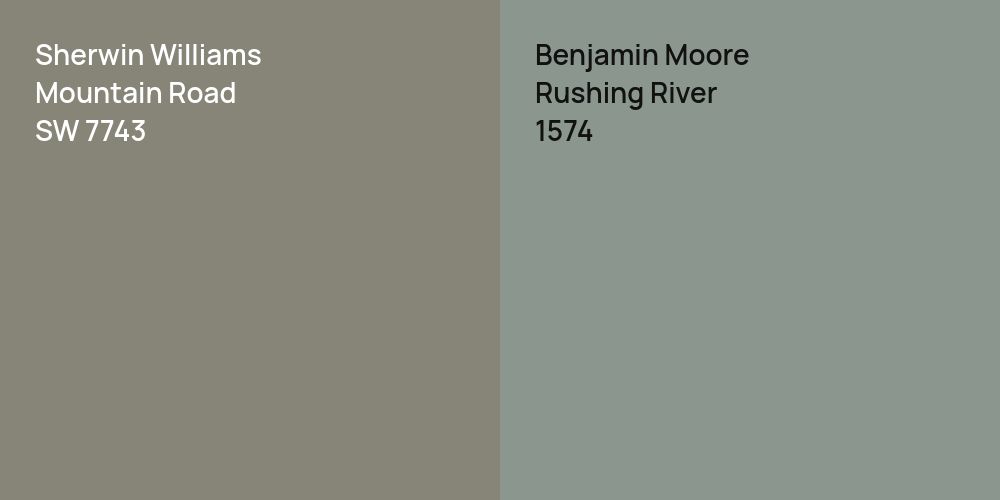 Sherwin Williams Mountain Road vs. Benjamin Moore Rushing River