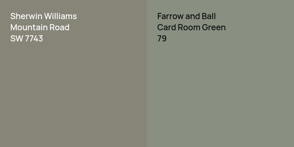 Sherwin Williams Mountain Road vs. Farrow and Ball Card Room Green