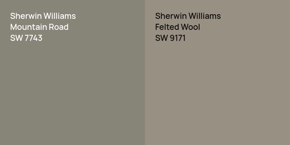 Sherwin Williams Mountain Road vs. Sherwin Williams Felted Wool