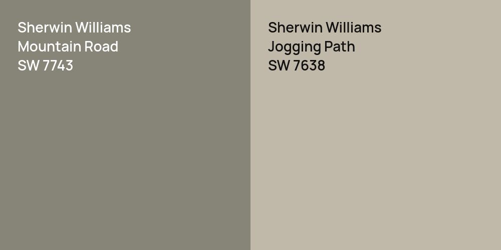 Sherwin Williams Mountain Road vs. Sherwin Williams Jogging Path