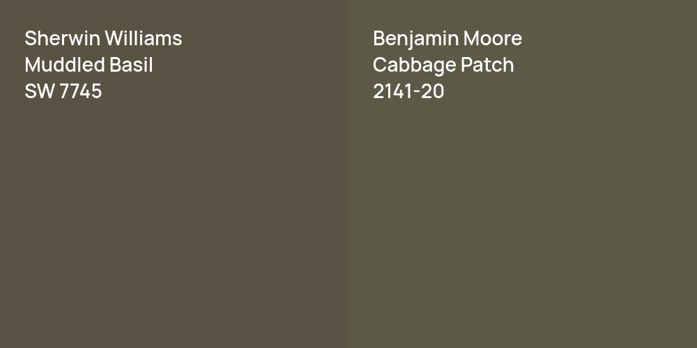 Sherwin Williams Muddled Basil vs. Benjamin Moore Cabbage Patch