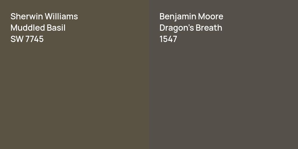 Sherwin Williams Muddled Basil vs. Benjamin Moore Dragon's Breath