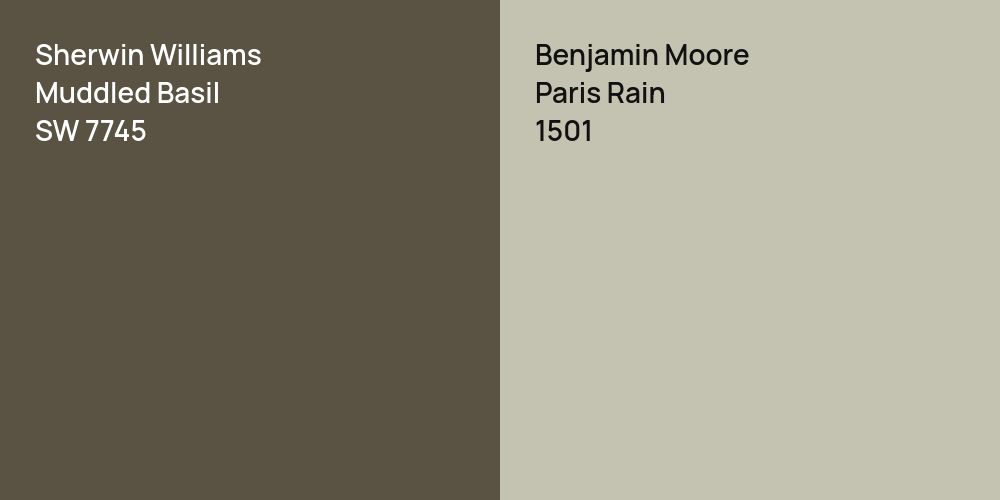 Sherwin Williams Muddled Basil vs. Benjamin Moore Paris Rain