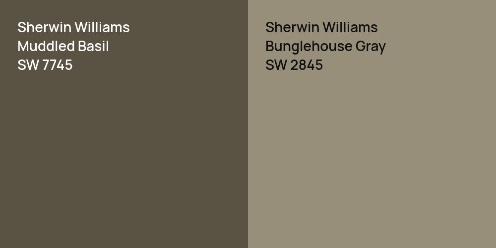 Sherwin Williams Muddled Basil vs. Sherwin Williams Bunglehouse Gray