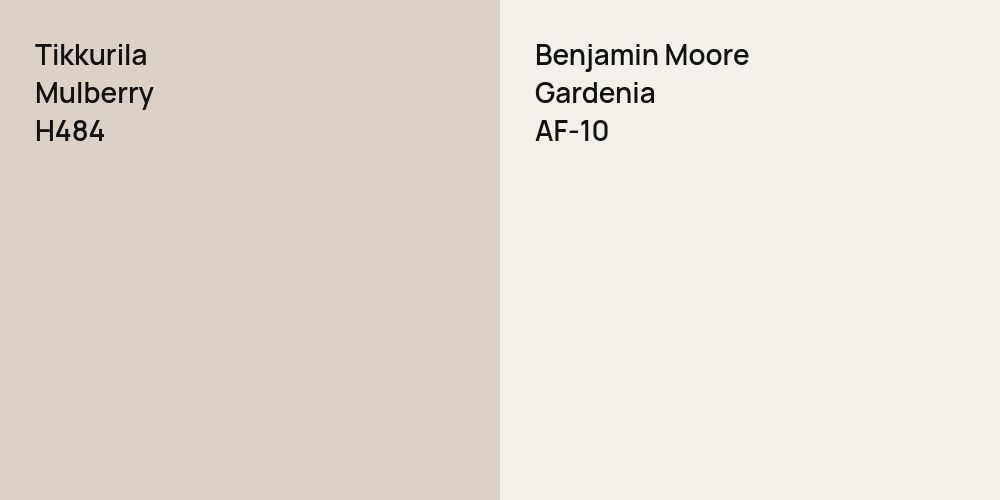 Tikkurila Mulberry vs. Benjamin Moore Gardenia