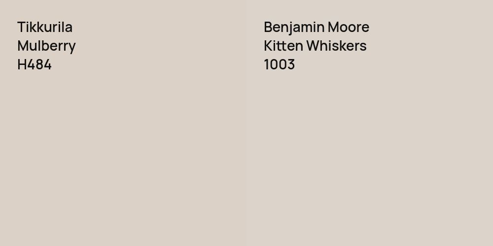 Tikkurila Mulberry vs. Benjamin Moore Kitten Whiskers