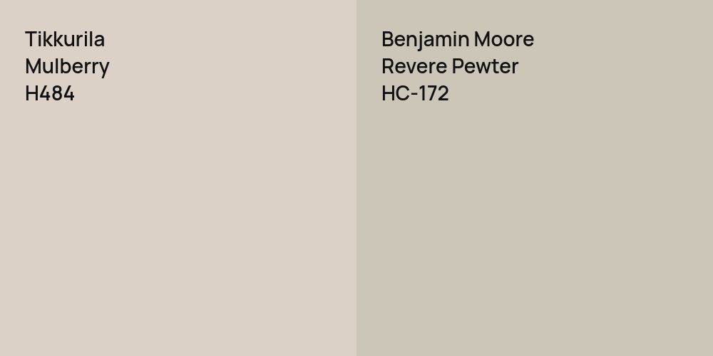 Tikkurila Mulberry vs. Benjamin Moore Revere Pewter