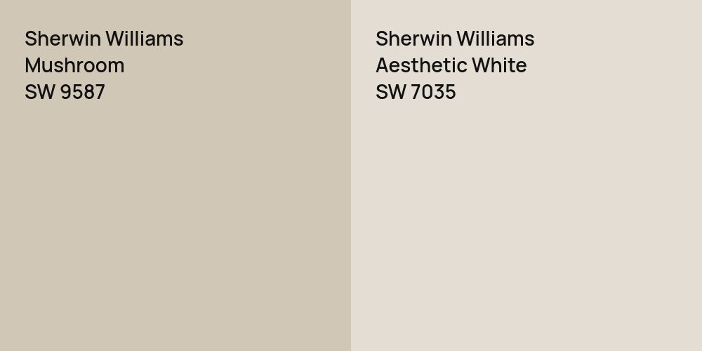 Sherwin Williams Mushroom vs. Sherwin Williams Aesthetic White