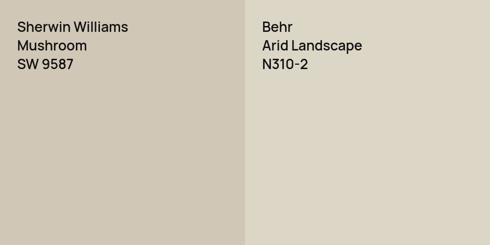 Sherwin Williams Mushroom vs. Behr Arid Landscape