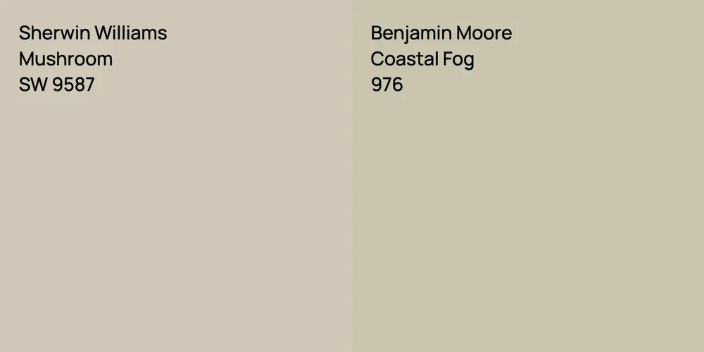 Sherwin Williams Mushroom vs. Benjamin Moore Coastal Fog