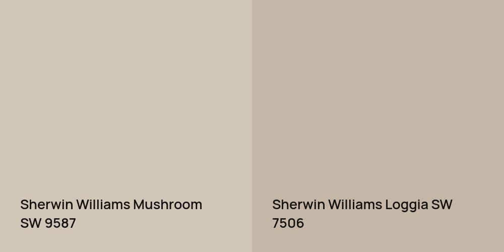 Sherwin Williams Mushroom vs. Sherwin Williams Loggia