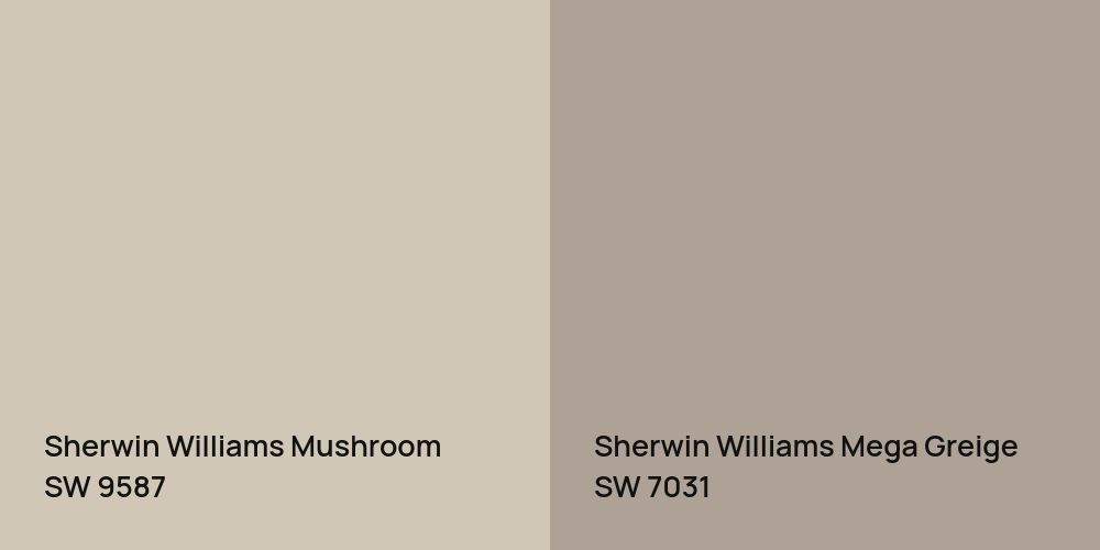 Sherwin Williams Mushroom vs. Sherwin Williams Mega Greige