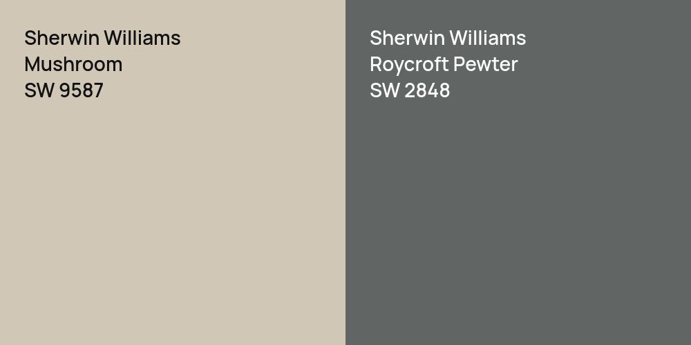 Sherwin Williams Mushroom vs. Sherwin Williams Roycroft Pewter