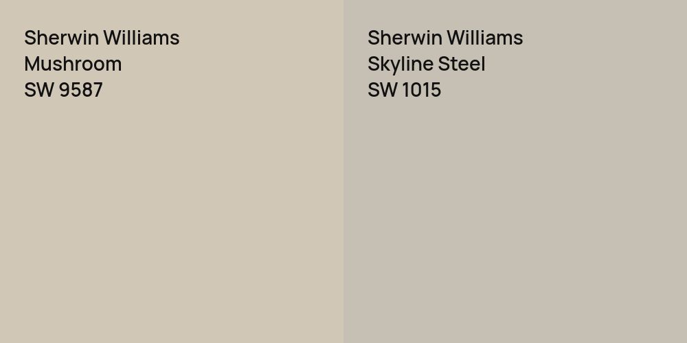 Sherwin Williams Mushroom vs. Sherwin Williams Skyline Steel