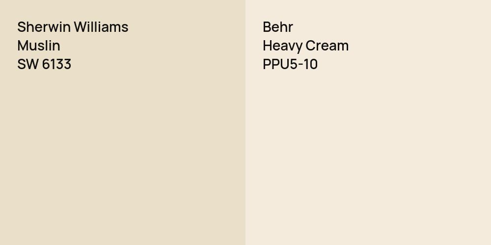 Sherwin Williams Muslin vs. Behr Heavy Cream