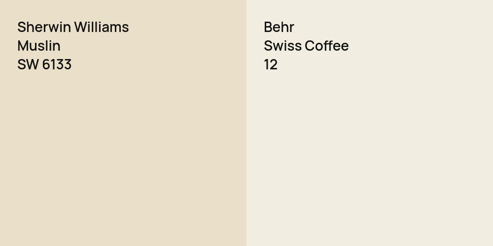 Sherwin Williams Muslin vs. Behr Swiss Coffee