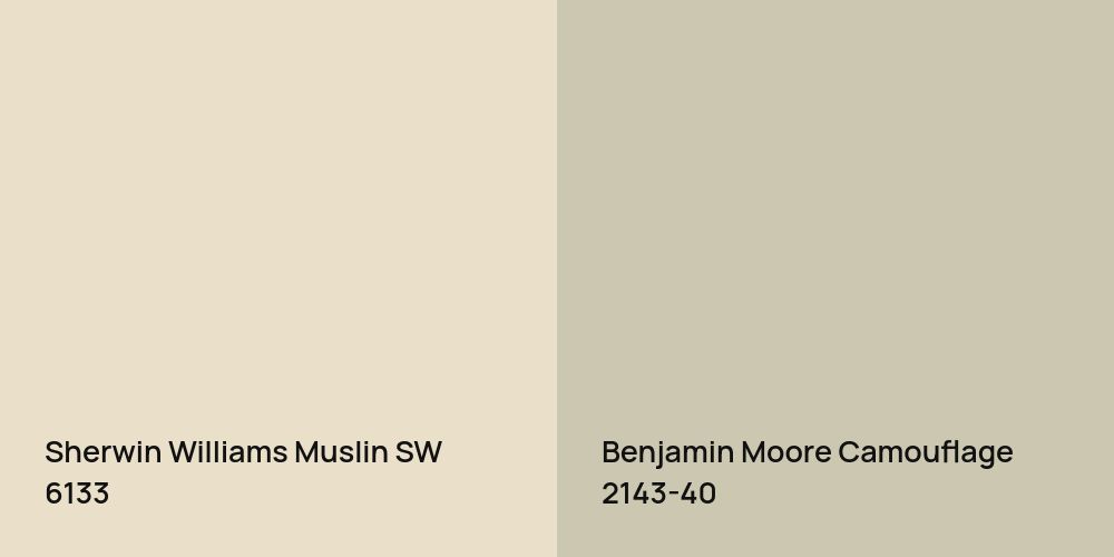 Sherwin Williams Muslin vs. Benjamin Moore Camouflage