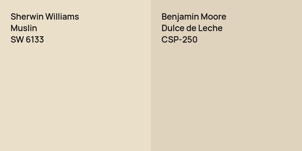 Sherwin Williams Muslin vs. Benjamin Moore Dulce de Leche