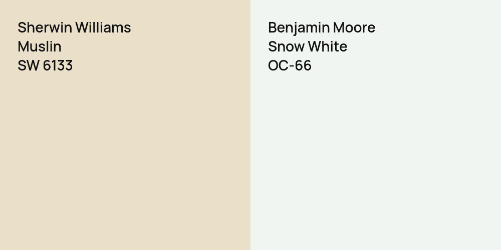 Sherwin Williams Muslin vs. Benjamin Moore Snow White