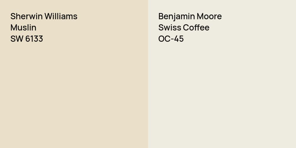 Sherwin Williams Muslin vs. Benjamin Moore Swiss Coffee